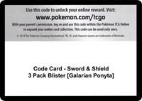 Code Card - Sword & Shield 3 Pack Blister [Galarian Ponyta]
