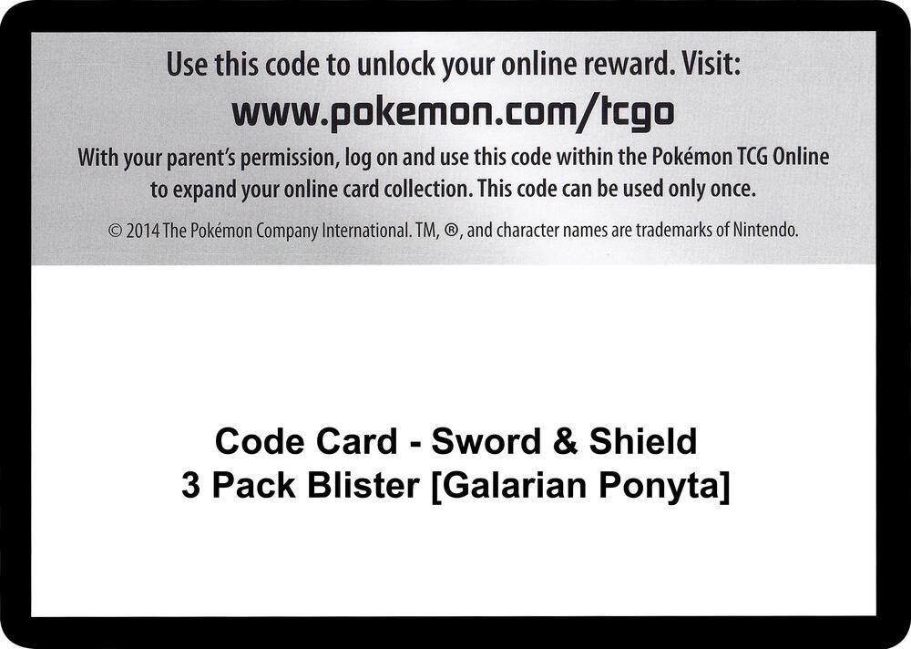Code Card - Sword & Shield 3 Pack Blister [Galarian Ponyta]