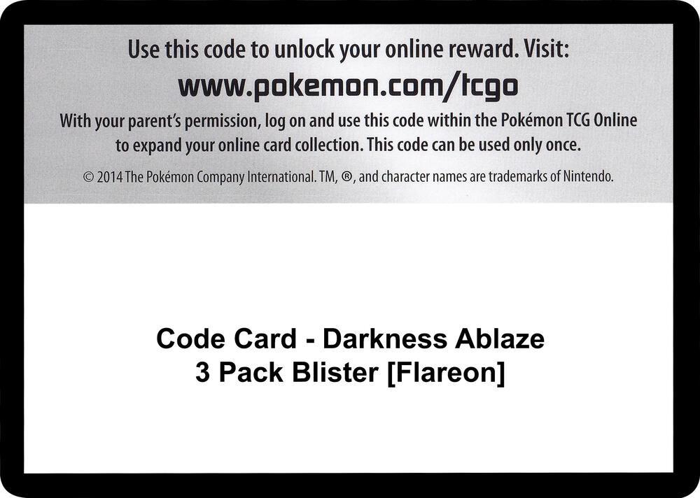Code Card - Darkness Ablaze 3 Pack Blister [Flareon]
