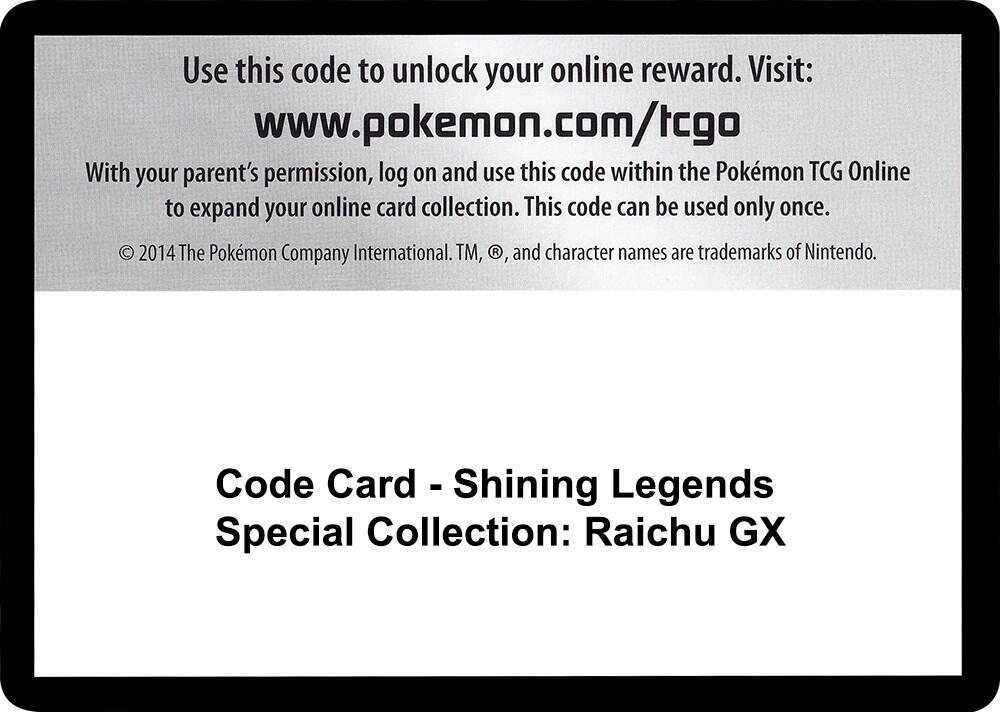 Code Card - Shining Legends Special Collection: Raichu GX