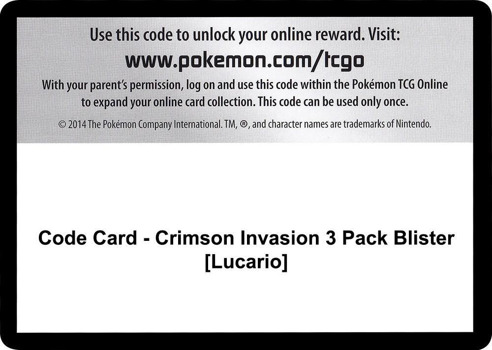 Code Card - Crimson Invasion 3 Pack Blister [Lucario]