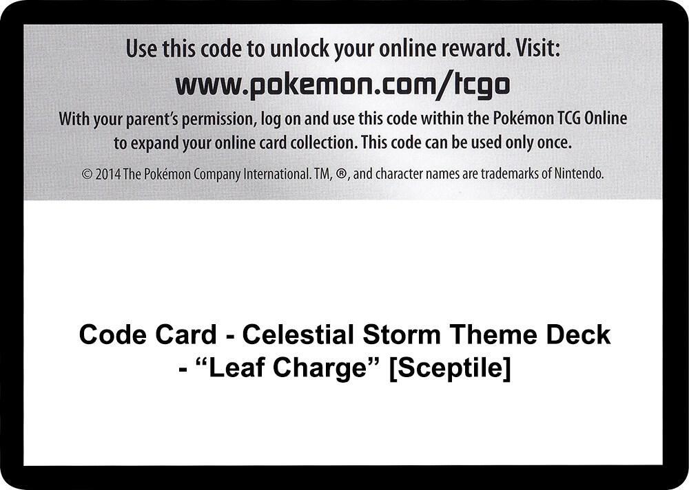 Code Card - Celestial Storm Theme Deck - "Leaf Charge" [Sceptile]