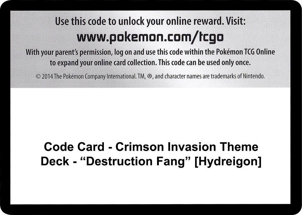 Code Card - Crimson Invasion Theme Deck - "Destruction Fang" [Hydreigon]