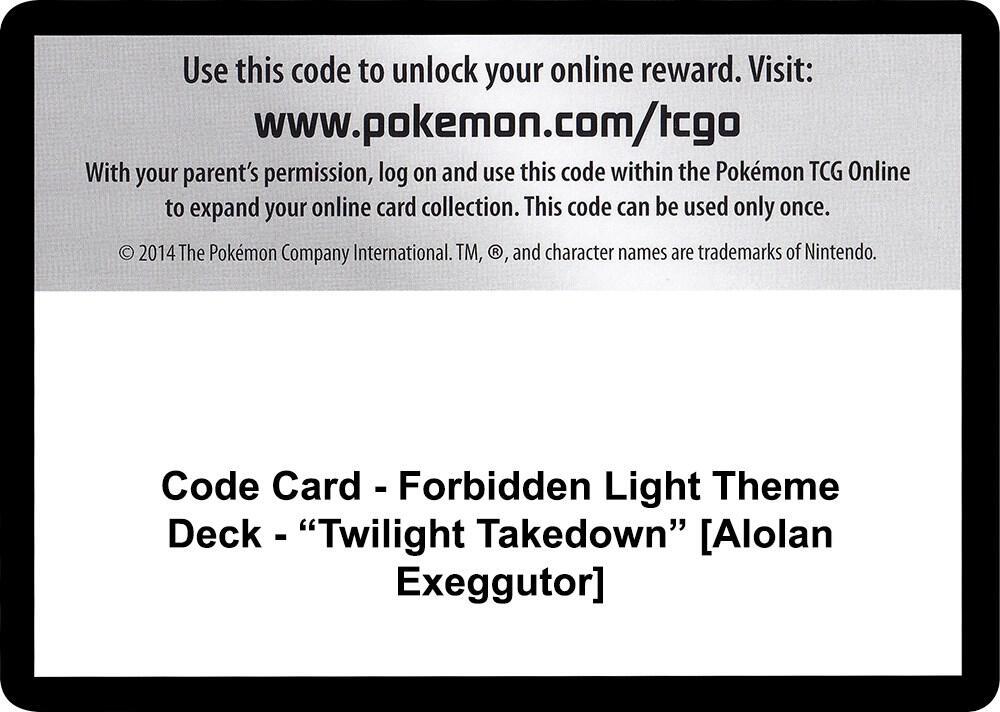 Code Card - Forbidden Light Theme Deck - "Twilight Takedown" [Alolan Exeggutor]