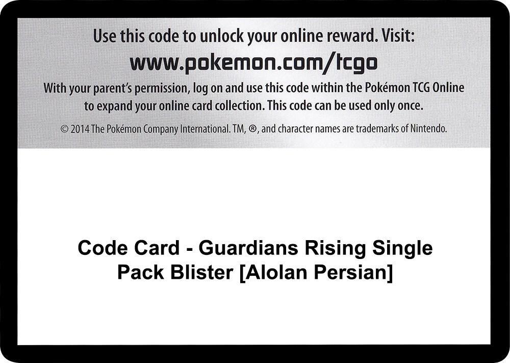 Code Card - Guardians Rising Single Pack Blister [Alolan Persian]