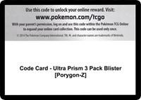 Code Card - Ultra Prism 3 Pack Blister [Porygon-Z]