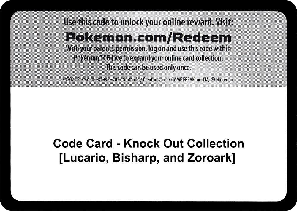 Code Card - Knock Out Collection [Lucario, Bisharp, and Zoroark]