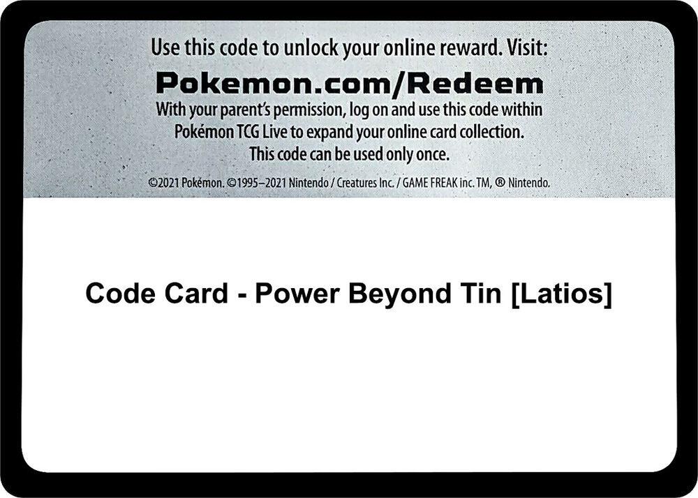 Code Card - Power Beyond Tin [Latios]
