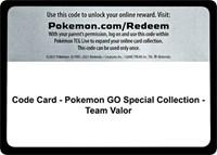 Code Card - Pokemon GO Special Collection - Team Valor