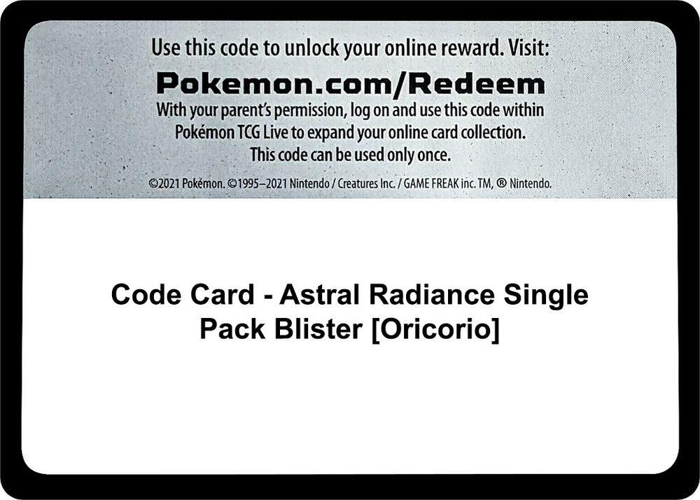 Code Card - SWSH10: Astral Radiance Single Pack Blister [Oricorio]