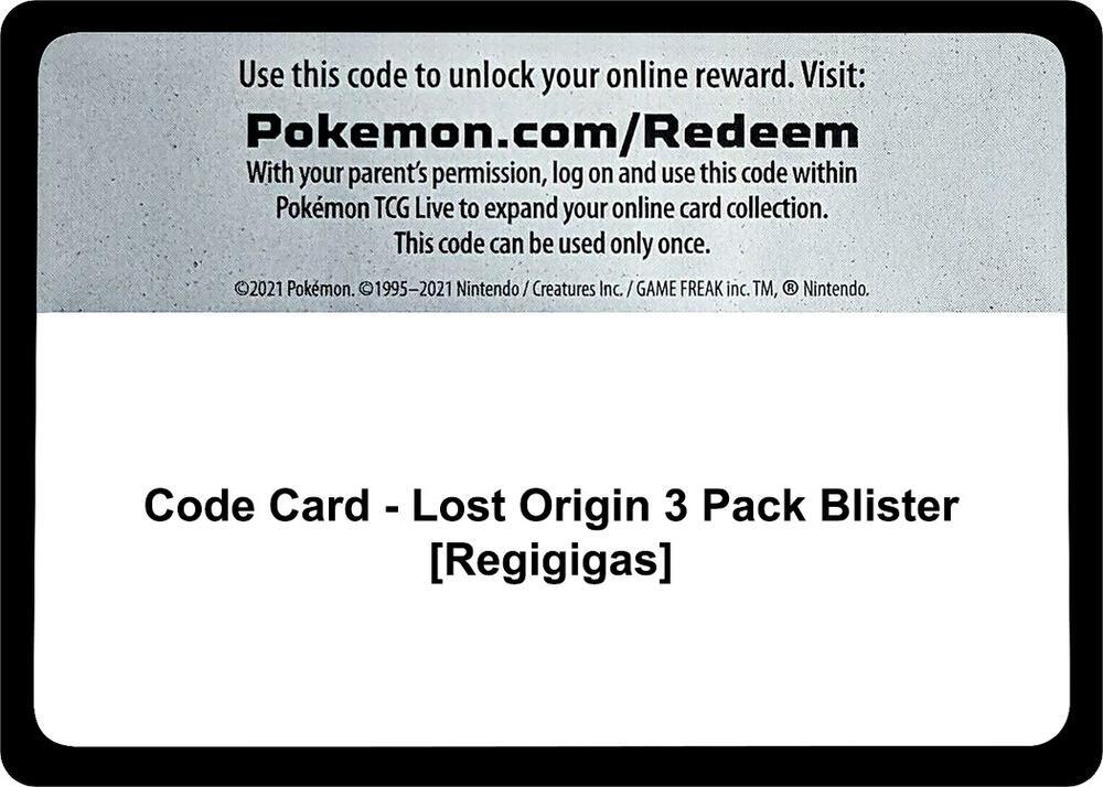 Code Card - Lost Origin 3 Pack Blister [Regigigas]