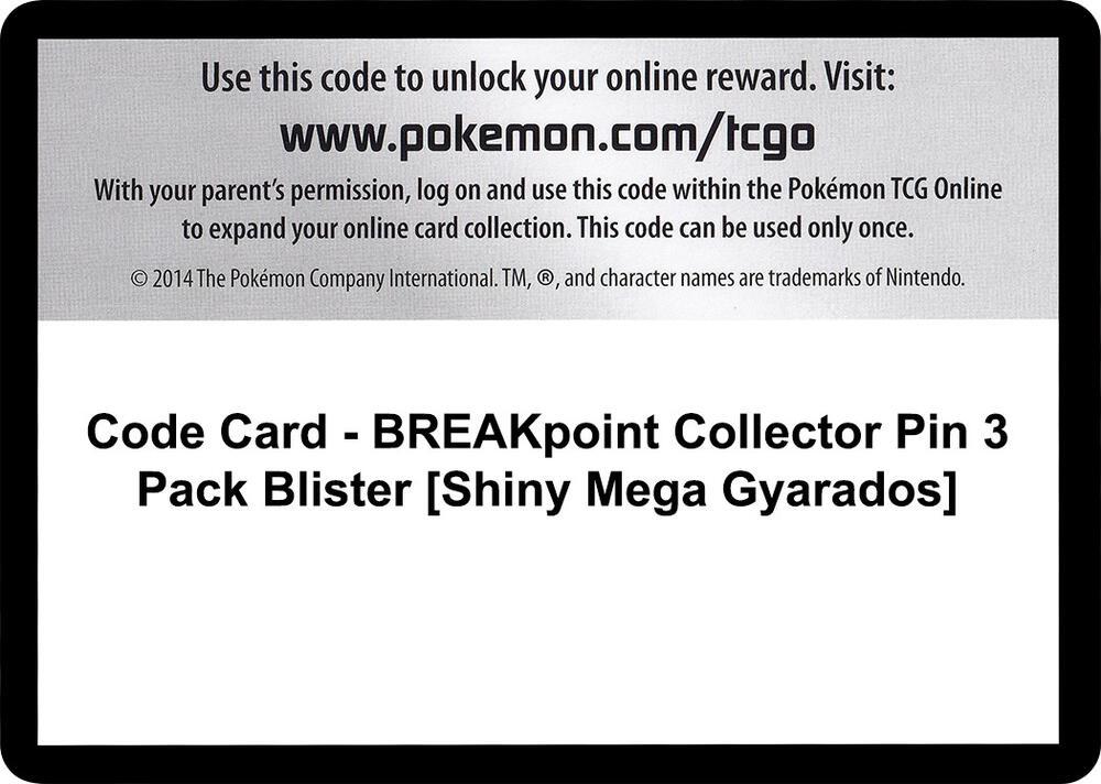 Code Card - BREAKpoint Collector Pin 3 Pack Blister [Shiny Mega Gyarados]