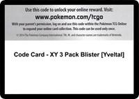Code Card - XY 3 Pack Blister [Yveltal]