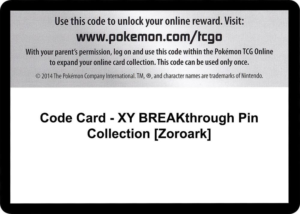 Code Card - XY BREAKthrough Pin Collection [Zoroark]