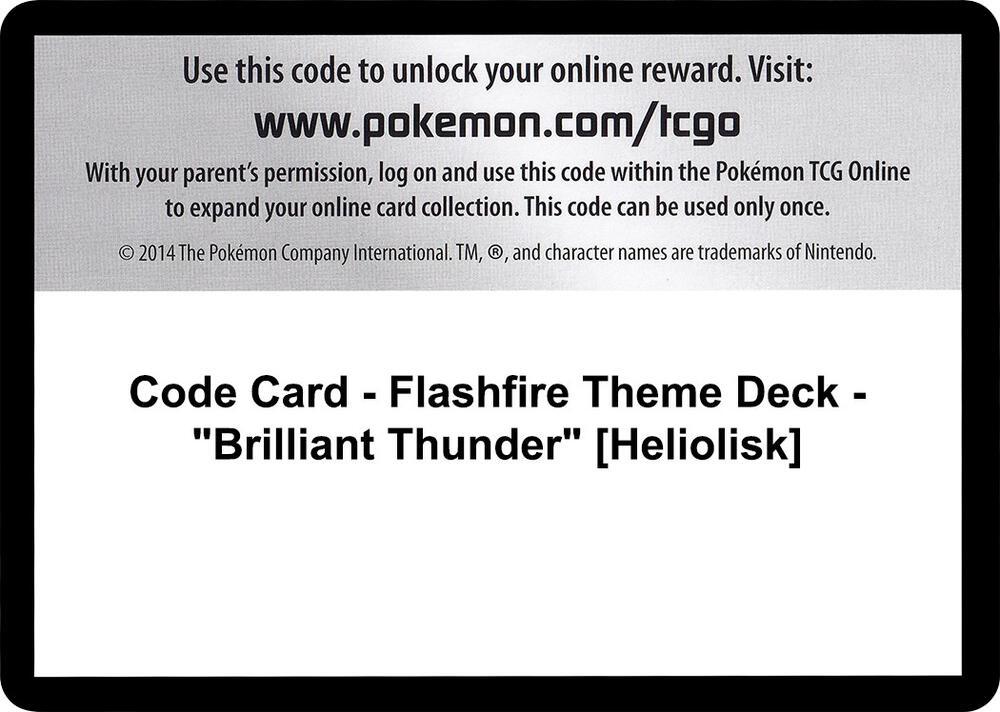 Code Card - Flashfire Theme Deck - "Brilliant Thunder" [Heliolisk]