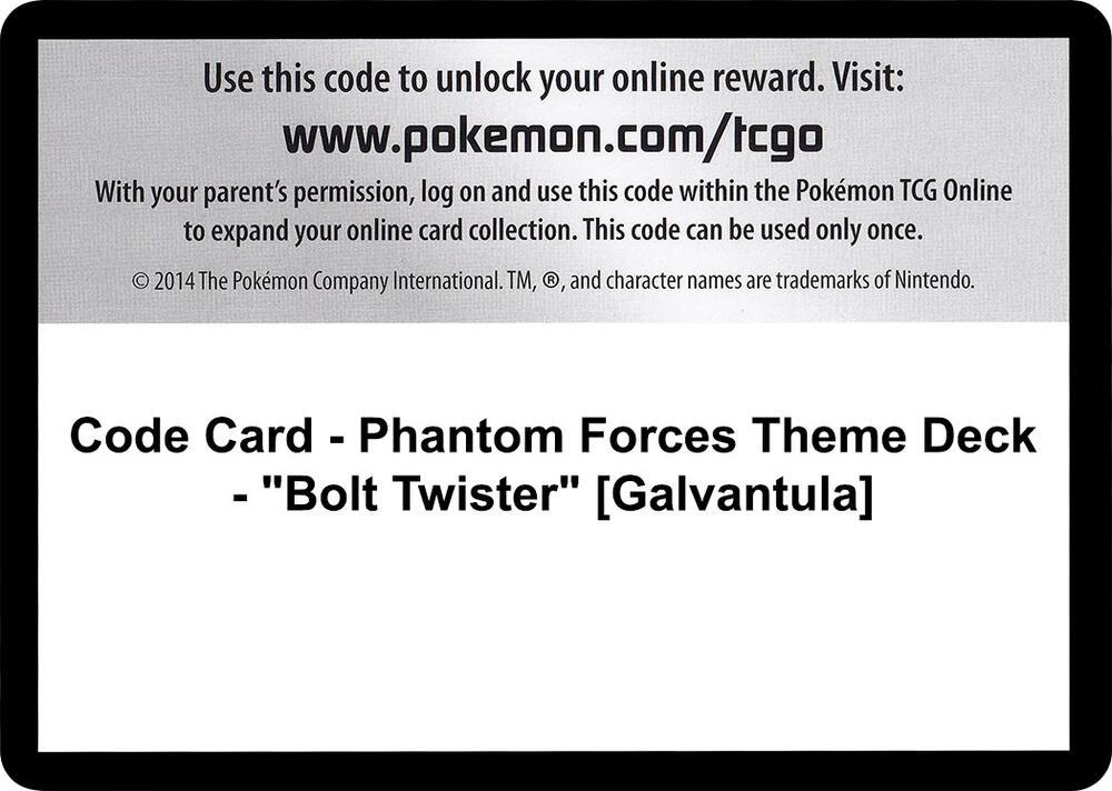 Code Card - Phantom Forces Theme Deck - "Bolt Twister" [Galvantula]