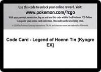 Code Card - Legend of Hoenn Tin [Kyogre EX]