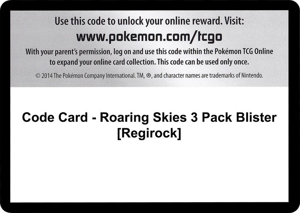 Code Card - Roaring Skies 3 Pack Blister [Regirock]
