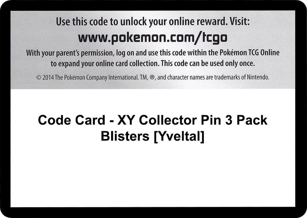 Code Card - XY Collector Pin 3 Pack Blisters [Yveltal]