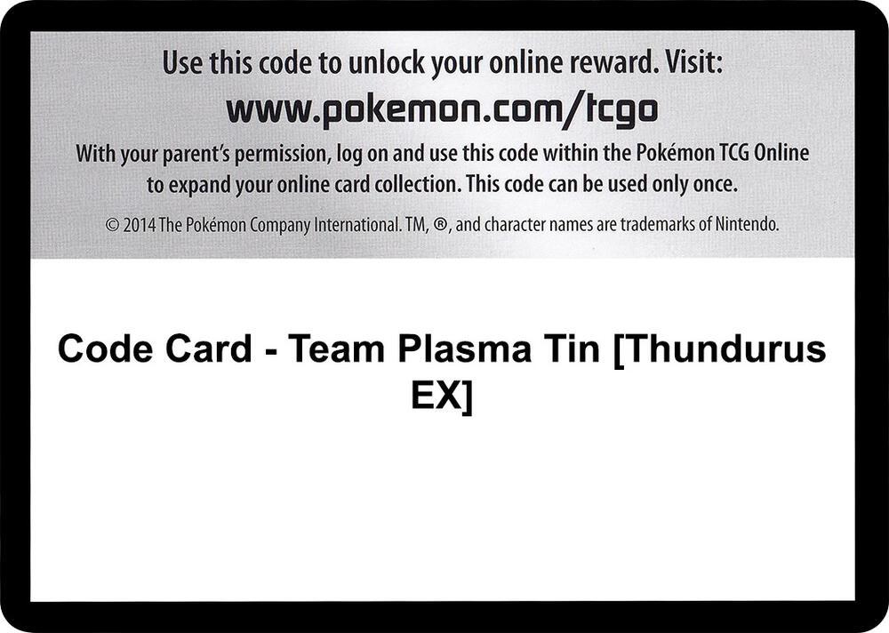 Code Card - Team Plasma Tin [Thundurus EX]
