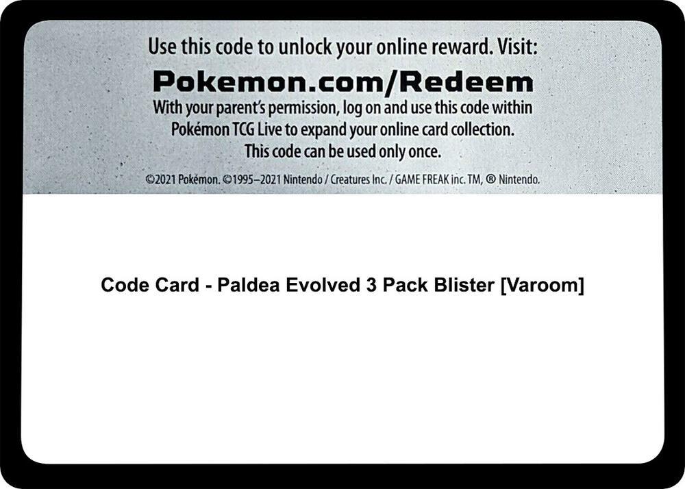 Code Card - Paldea Evolved 3 Pack Blister [Varoom]