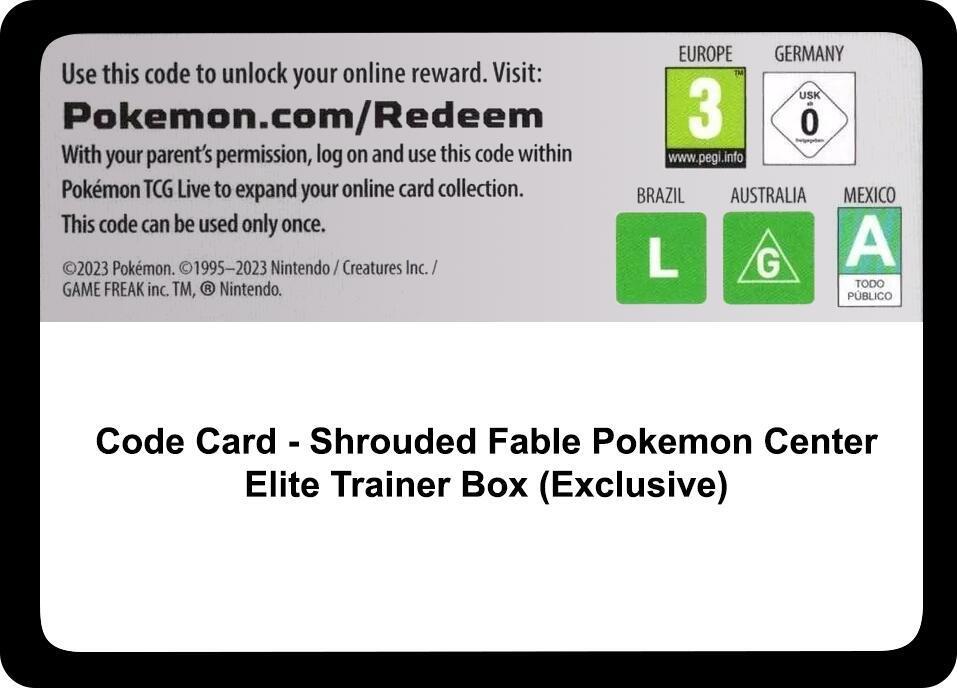 Code Card - Shrouded Fable Pokemon Center Elite Trainer Box (Exclusive)
