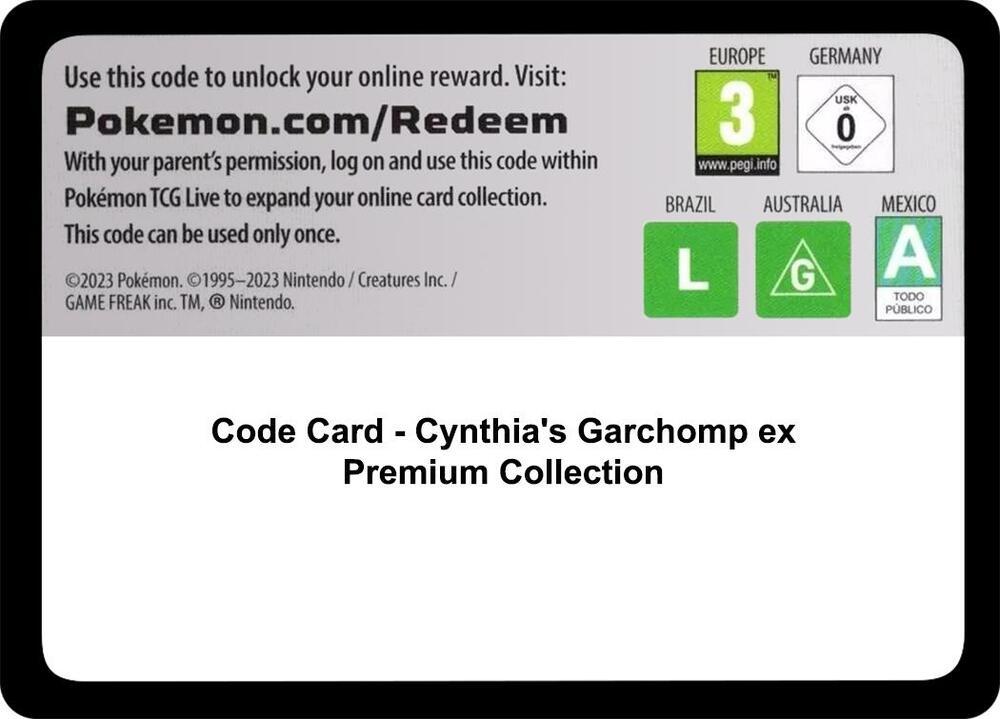 Code Card - Cynthia's Garchomp ex Premium Collection