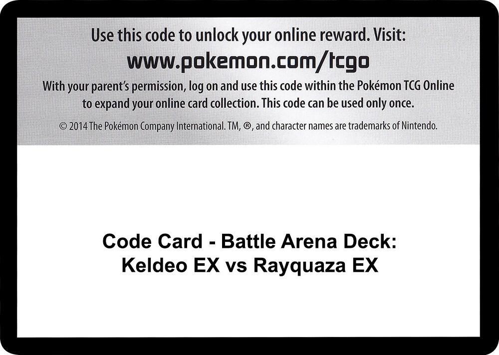 Code Card - Battle Arena Deck: Keldeo EX vs Rayquaza EX